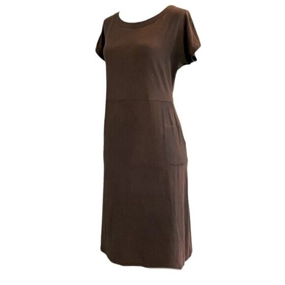 J. Jill Wearever Collection Cap Sleeve Boat Neck Umber Brown Knit Dress Size S - Picture 1 of 6